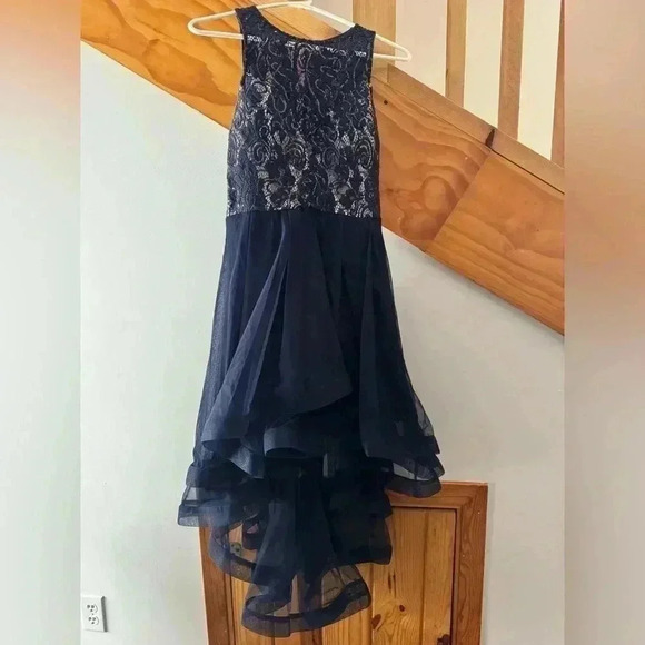 Speechless Dresses & Skirts - Navy Blue Lace Hi-Low Formal Dress